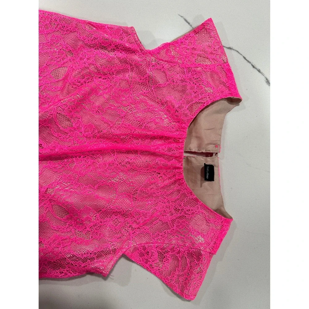 Baby Gap Toddler Girls Neon Pink Floral Lace Party Dress Size‎ 4 Years A-Line